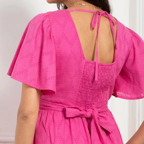 Seraphine Fuchsia Pink Cotton Broderie Maternity & Nursing Dress - Picture 4 of 11